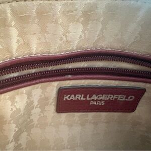 Karl Lagerfeld Beige and Burgundy Designer Bag